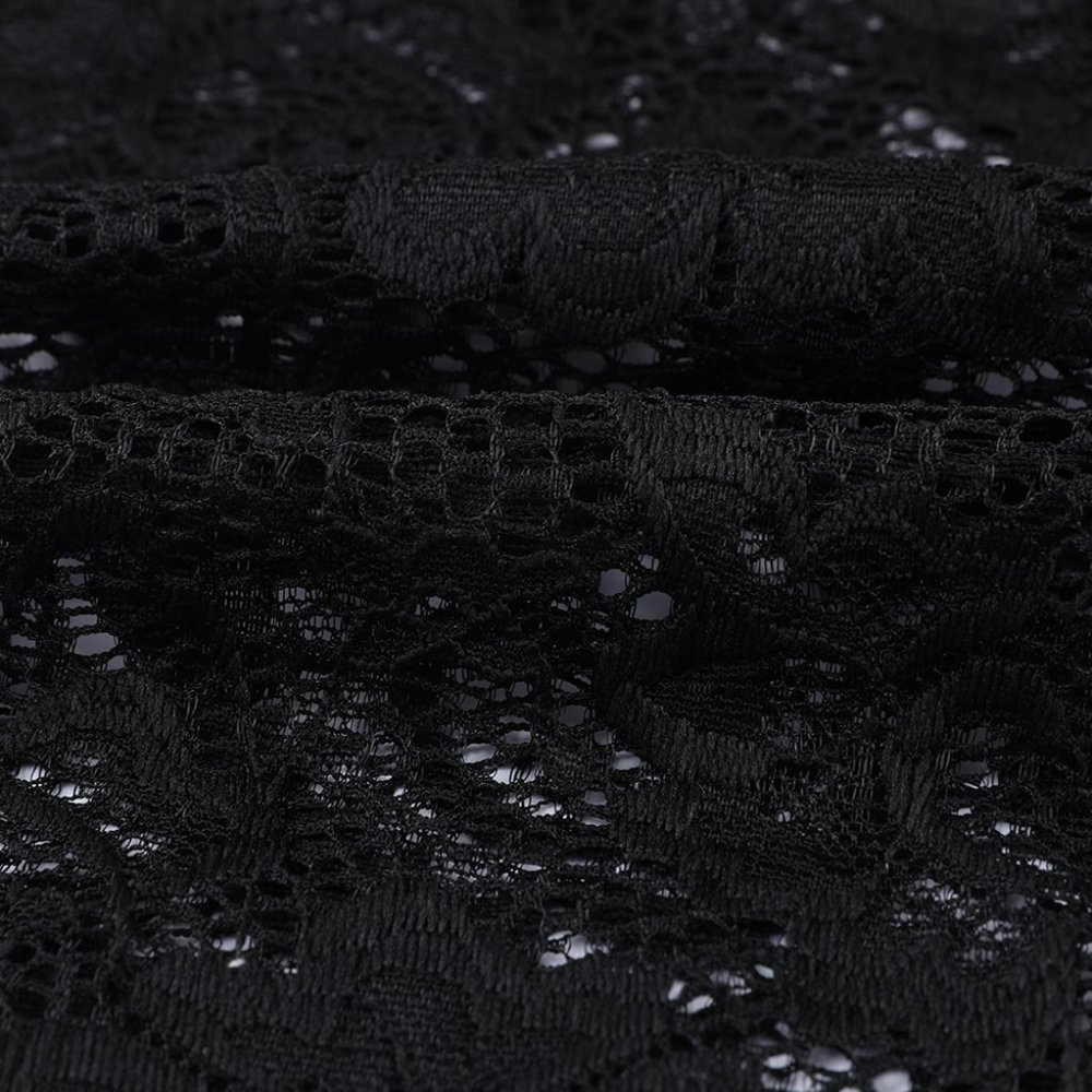 Black Floral Lace Scalloped Square Neck Bodysuit - Picture 9 of 11
